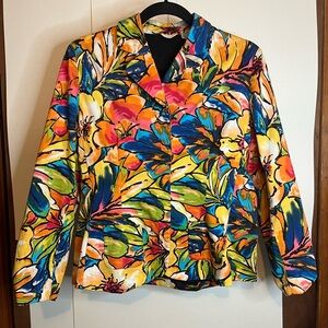 Laura Ashley Petite Size PM Bold Beautiful Floral Blazer Jacket